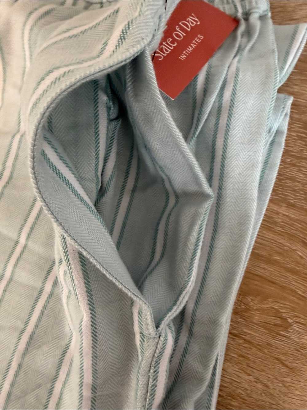 Macy's Women's Light Blue and White Striped Pajama Pants - Picture 3 of 6